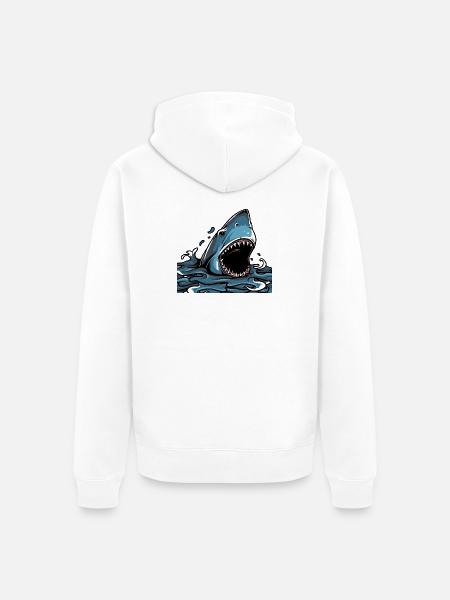 Shark Attack Splash - Unisex Premium Organic Zip Hoodie - white