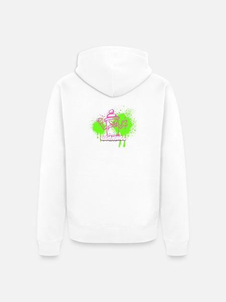 Neon Graffiti Spray Can Character - Unisex Premium Organic Zip Hoodie - white