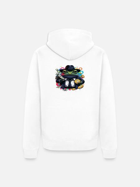 Bitcoin Frog Streetwear Art - Unisex Premium Organic Zip Hoodie - white