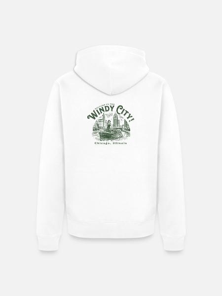 Windy City Skyboat Silhouette - Unisex Premium Organic Zip Hoodie - white