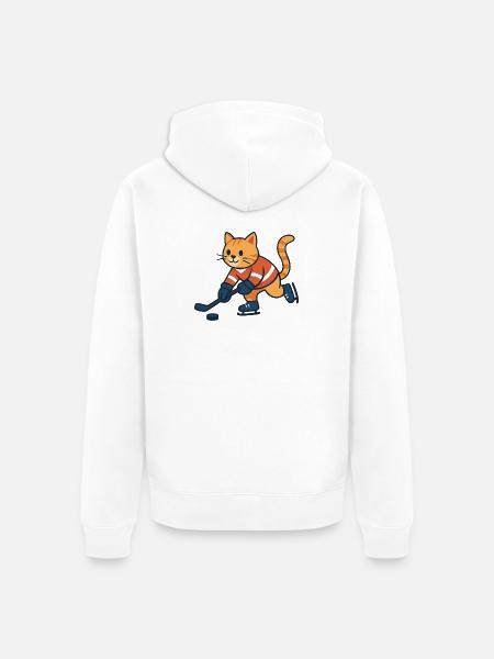 Ice Hockey Cat - Unisex Premium Organic Zip Hoodie - white