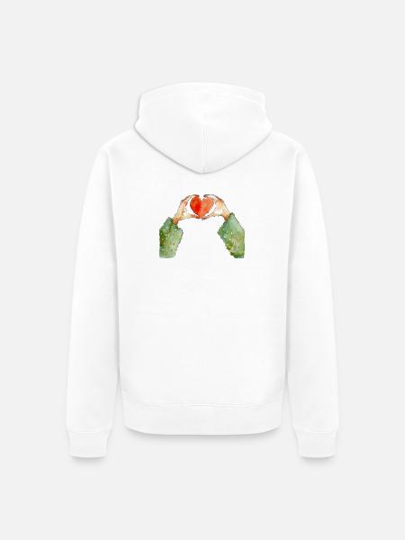 Hands Heart - Unisex Premium Organic Zip Hoodie - white