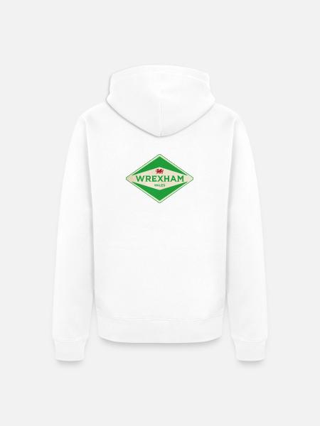 Wrexham Green Diamond Logo - Unisex Premium Organic Zip Hoodie - white