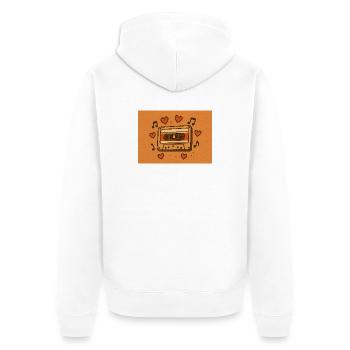 Retro Cassette Hearts Illustration - Unisex Premium Organic Zip Hoodie - white - Back - Nico (187cm)