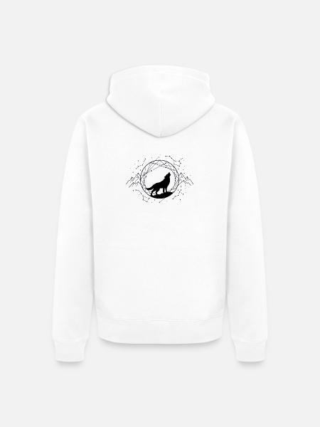 Lone Wolf Under Constellations - Unisex Premium Organic Zip Hoodie - white