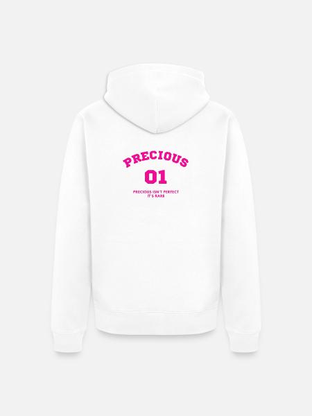 Precious 01 - Unisex Premium Organic Zip Hoodie - white