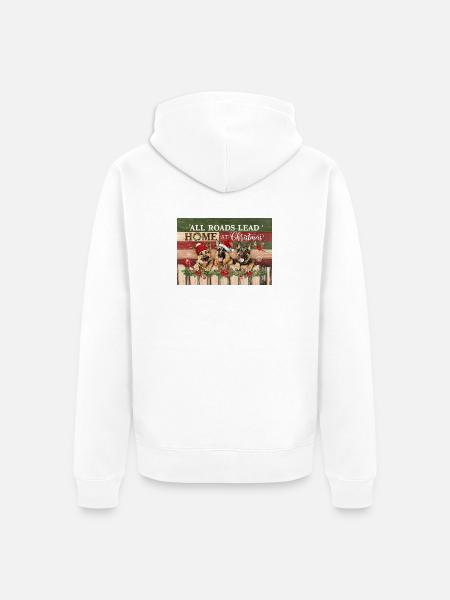 Festive Dogs on Rustic Christmas - Unisex Premium Organic Zip Hoodie - white