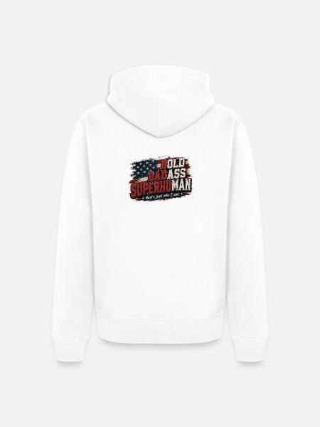 Bold Badass Superhuman Flag Art - Unisex Premium Organic Zip Hoodie - white