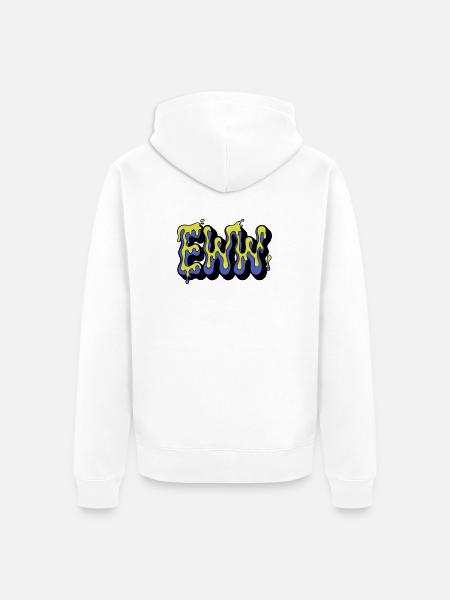 comic-speech-bubble--neon-slime-texture-inside- - Unisex Premium Organic Zip Hoodie - white