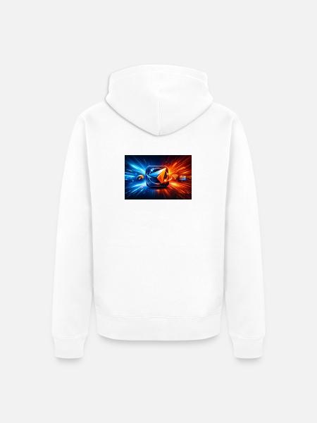 Neon Paper Plane Velocity - Unisex Premium Organic Zip Hoodie - white