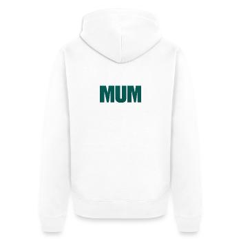 Mum Bold Teal Typography - Unisex Premium Organic Zip Hoodie - white - Back - Nico (187cm)
