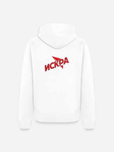 Iskra Red Spark Logo - Unisex Premium Organic Zip Hoodie - white