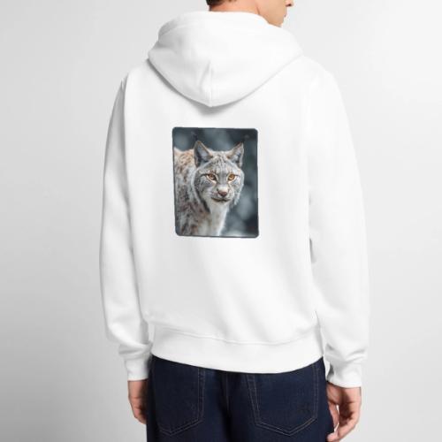 Lynx Portrait Piercing Eyes Design - Unisex Premium Organic Zip Hoodie