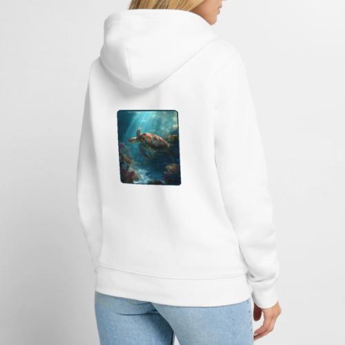 Sea Turtle Coral Reef Design - Unisex Premium Organic Zip Hoodie