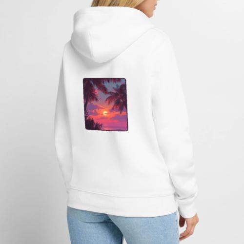 Tropical Sunset Palm Silhouette Design - Unisex Premium Organic Zip Hoodie