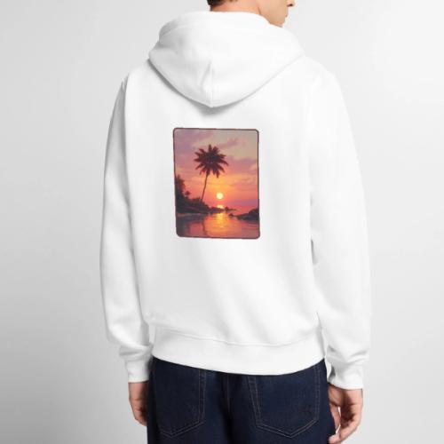 Tropical Beach Sunset Palm Design - Unisex Premium Organic Zip Hoodie