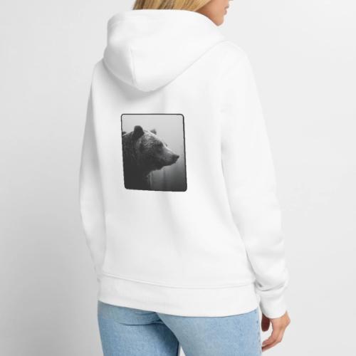 Grizzly Bear Black White Portrait Design - Unisex Premium Organic Zip Hoodie