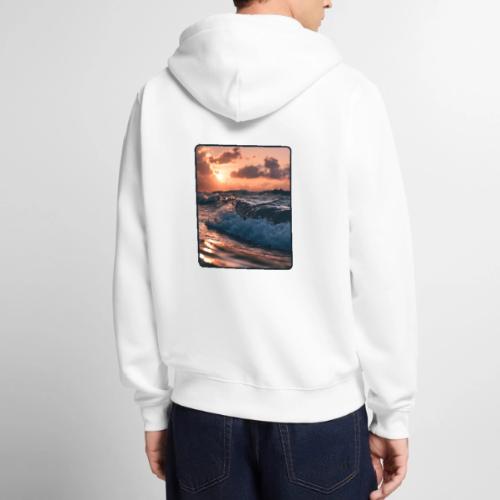 Golden Sunset Ocean Wave - Unisex Premium Organic Zip Hoodie