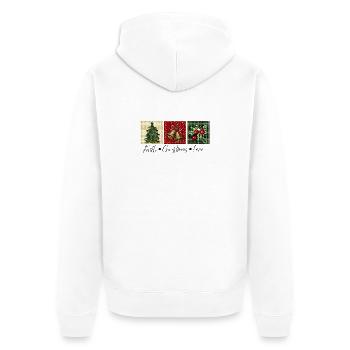 Rustic Christmas Trio Pattern - Unisex Premium Organic Zip Hoodie - white - Back - Nico (187cm)