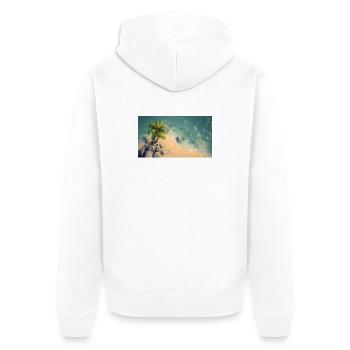 Tropical Palm Beach Cliff - Unisex Premium Organic Zip Hoodie - white - Back - Nico (187cm)