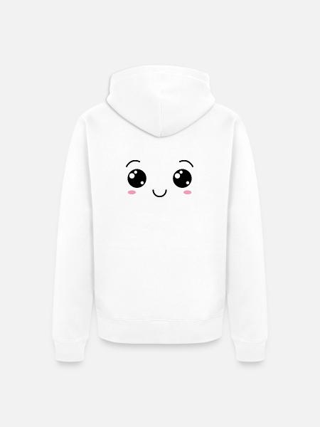 Happy Smile face - Unisex Premium Organic Zip Hoodie - white