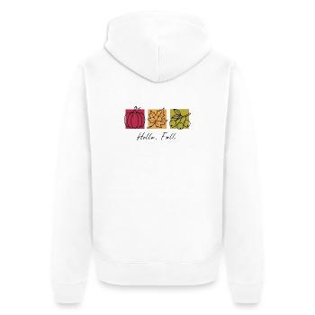 Hello Fall - Unisex Premium Organic Zip Hoodie - white - Back - Nico (187cm)
