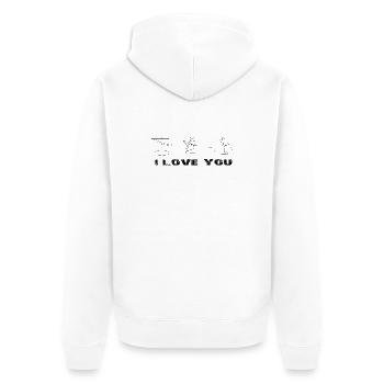 Design metadata pending - Unisex Premium Organic Zip Hoodie - white - Back - Nico (187cm)