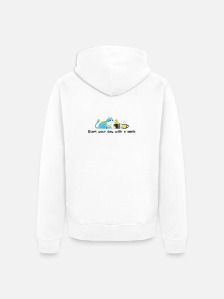 Blue Cat Café Morning - Unisex Premium Organic Zip Hoodie - white