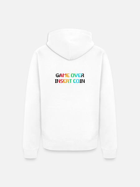 Game Over Insert Coin - Unisex Premium Organic Zip Hoodie - white