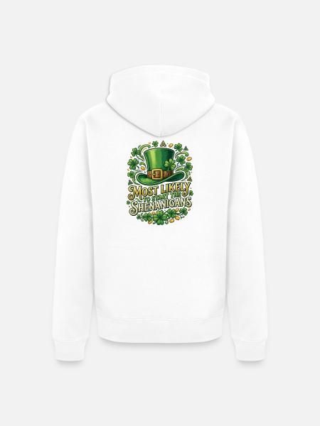 Leprechaun Hat Shenanigans - Unisex Premium Organic Zip Hoodie - white