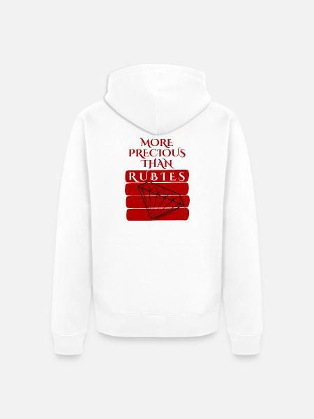 More Precious Than Rubies - Unisex Premium Organic Zip Hoodie - white