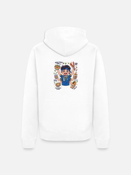 Viet Street Snack Hero - Unisex Premium Organic Zip Hoodie - white