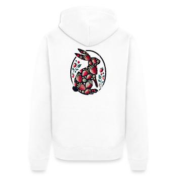 Strawberry Bloom Rabbit Silhouette - Unisex Premium Organic Zip Hoodie - white - Back - Nico (187cm)