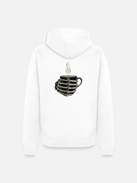 Skeleton Hands Embrace Steam Mug - Unisex Premium Organic Zip Hoodie - white