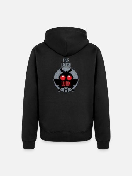 Live Laugh Lurk Mothman Cryptid - Unisex Premium Organic Zip Hoodie - black