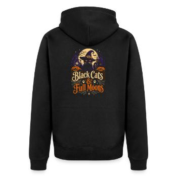 Black Cats & Full Moons Tshirt - Unisex Premium Organic Zip Hoodie - black - Back - Nico (187cm)