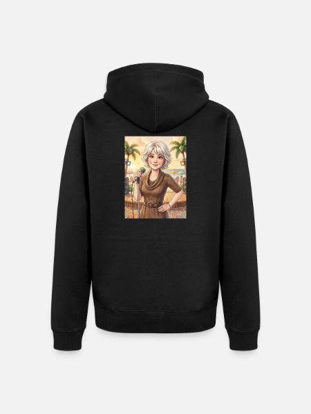 Beach Singer at Sunset - Unisex Premium Organic Zip Hoodie - black