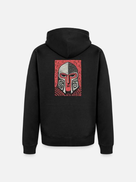 Spartan Helmet Halftone Icon - Unisex Premium Organic Zip Hoodie - black