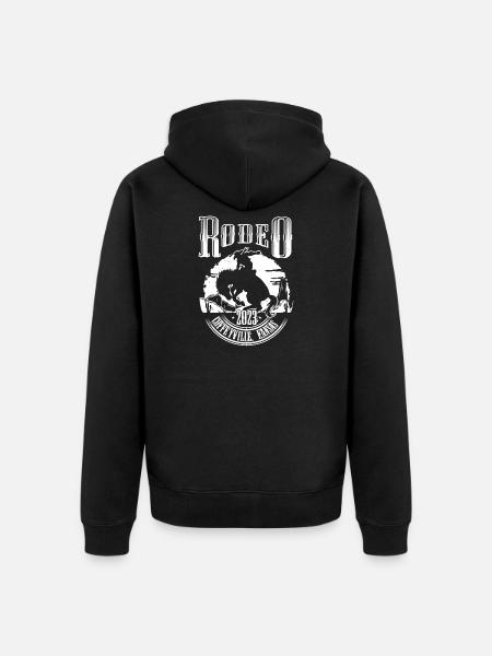 Rodeo Rider Silhouette Badge - Unisex Premium Organic Zip Hoodie - black