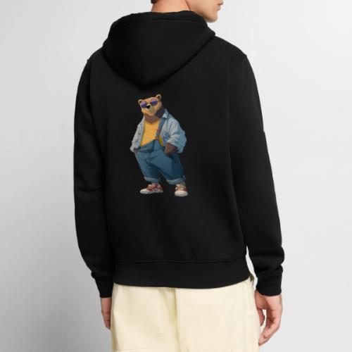 Fashion Streetwear Bear Cartoon Art - Unisex Premium Organic Zip Hoodie