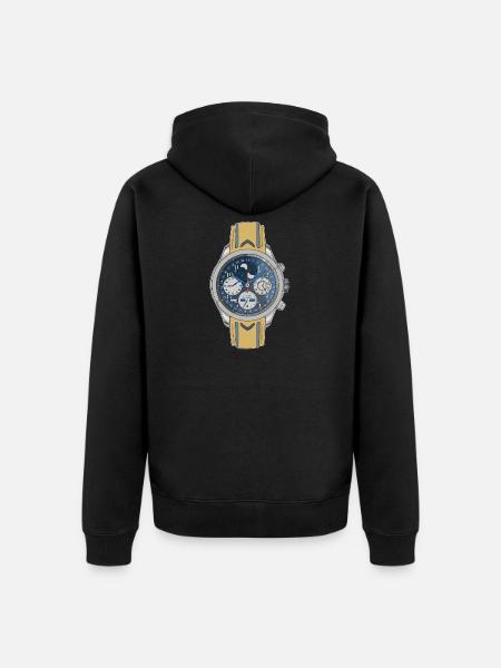 Moonphase Chrono Blue Dial Watch - Unisex Premium Organic Zip Hoodie - black