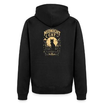 Midnight Cat Tshirt - Unisex Premium Organic Zip Hoodie - black - Back - Nico (187cm)