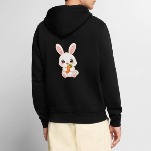 Cute Bunny Rabbit Holding Carrot – Kawaii Easter - Unisex Premium Organic Zip Hoodie