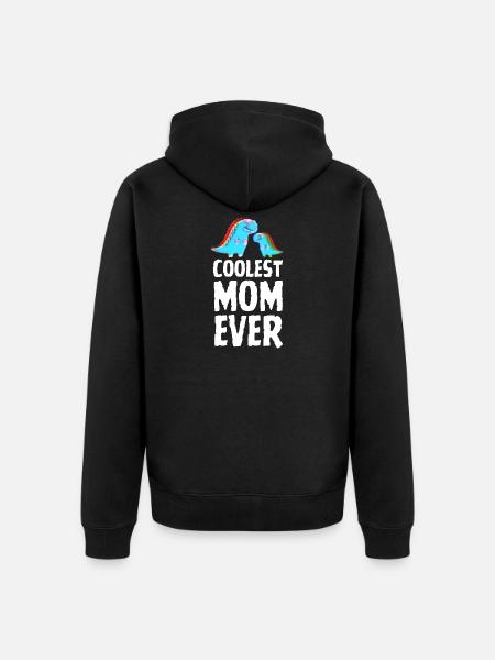Coolest Mom Ever Dino Tee - Unisex Premium Organic Zip Hoodie - black