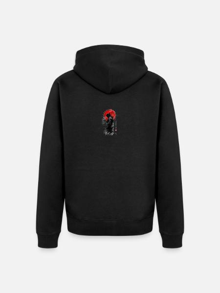 Samurai Shadow under Red Sun - Unisex Premium Organic Zip Hoodie - black