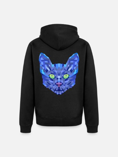 Blue cat face - Unisex Premium Organic Zip Hoodie - black