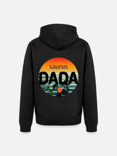 Prehistoric Dinosaur Sunset Design - Unisex Premium Organic Zip Hoodie - black