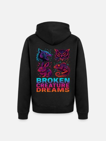 Bizarre Abstract Animals Broken Creatures - Unisex Premium Organic Zip Hoodie - black