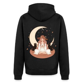 Enchanted Autumn Witch & Moonlight - Unisex Premium Organic Zip Hoodie - black - Back - Nico (187cm)