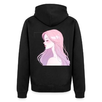 Cyber Panther Alpha – Futuristic Neon Tech Art - Unisex Premium Organic Zip Hoodie - black - Back - Nico (187cm)